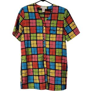 Vintage Color Block Blouse